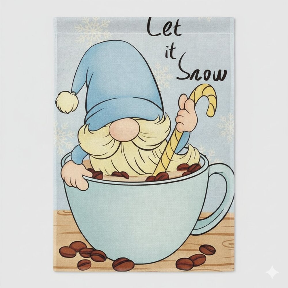 Gnome Winter outdoor flag with stake